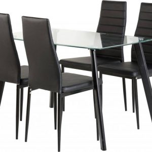 Glass Table with faux leather chairs