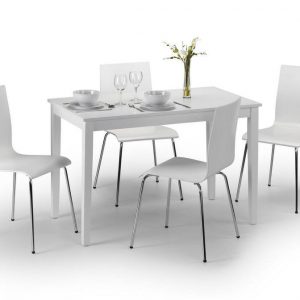 White Lacquered finish dining table and chairs