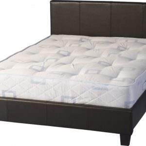 Black faux leather bed frame