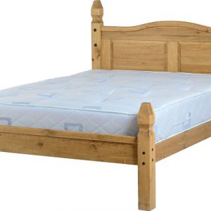 Distressed waxed pine double bed