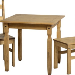 Table and two chairs waxed pine